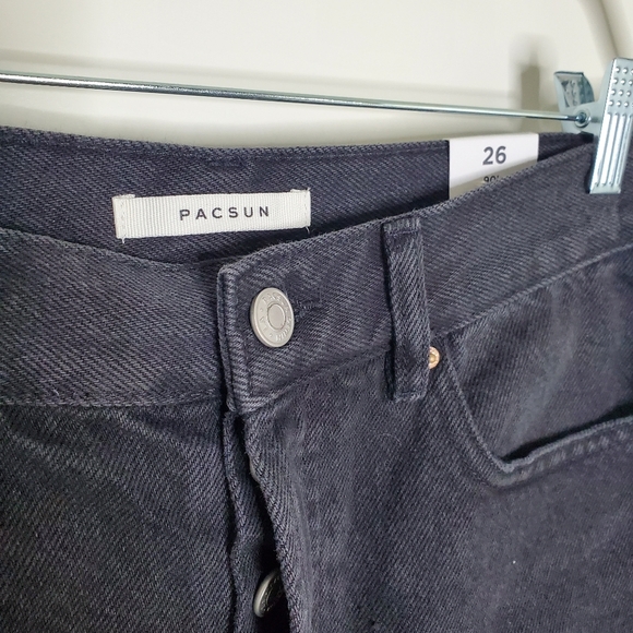 Pacsun Eco Black High Rise Distressed 90s Girlfriend Denim Shorts Jorts - Picture 7 of 10